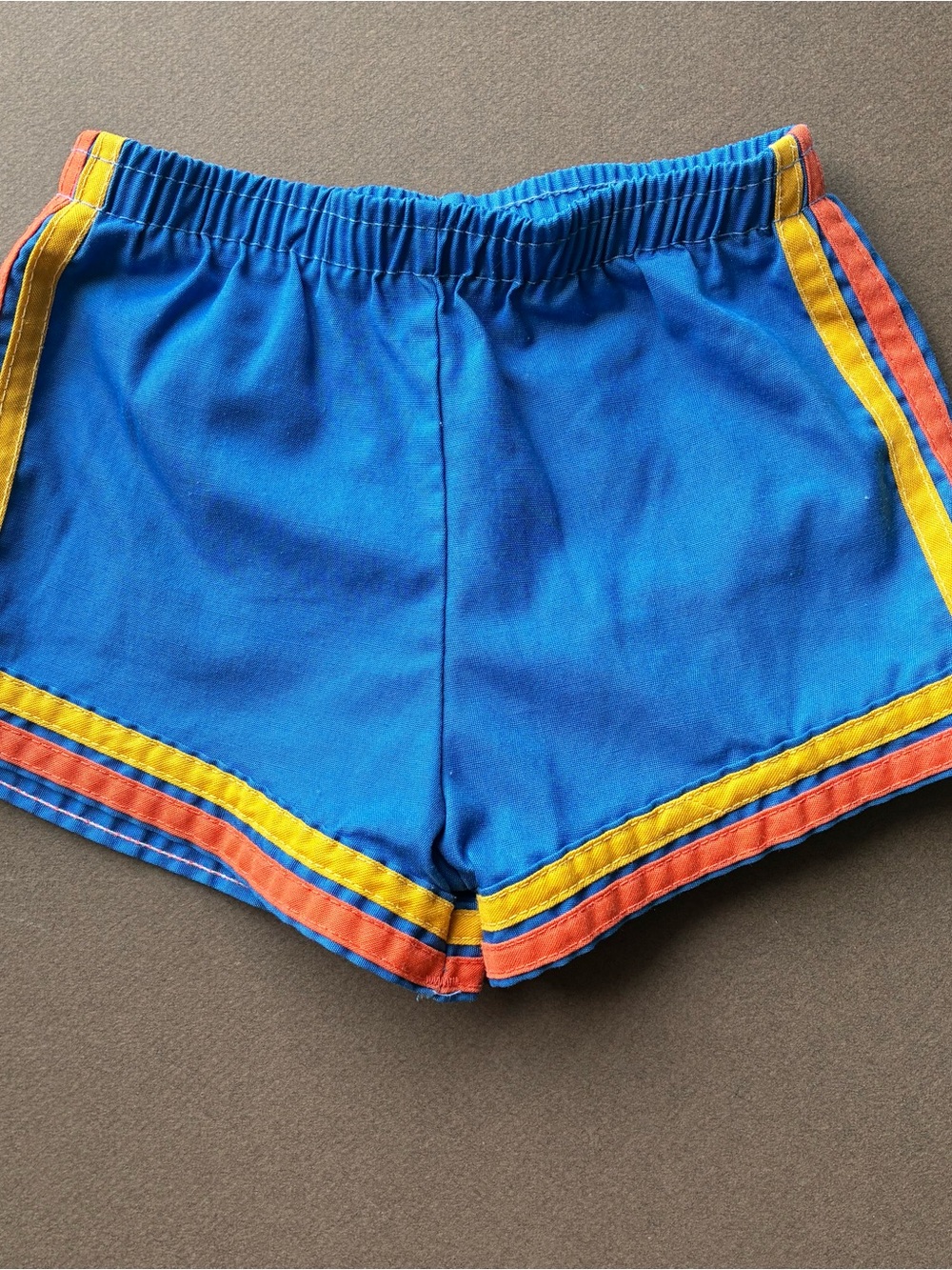 Vintage Sears Blue Kids Athletic Shorts with Yellow & Orange Trim